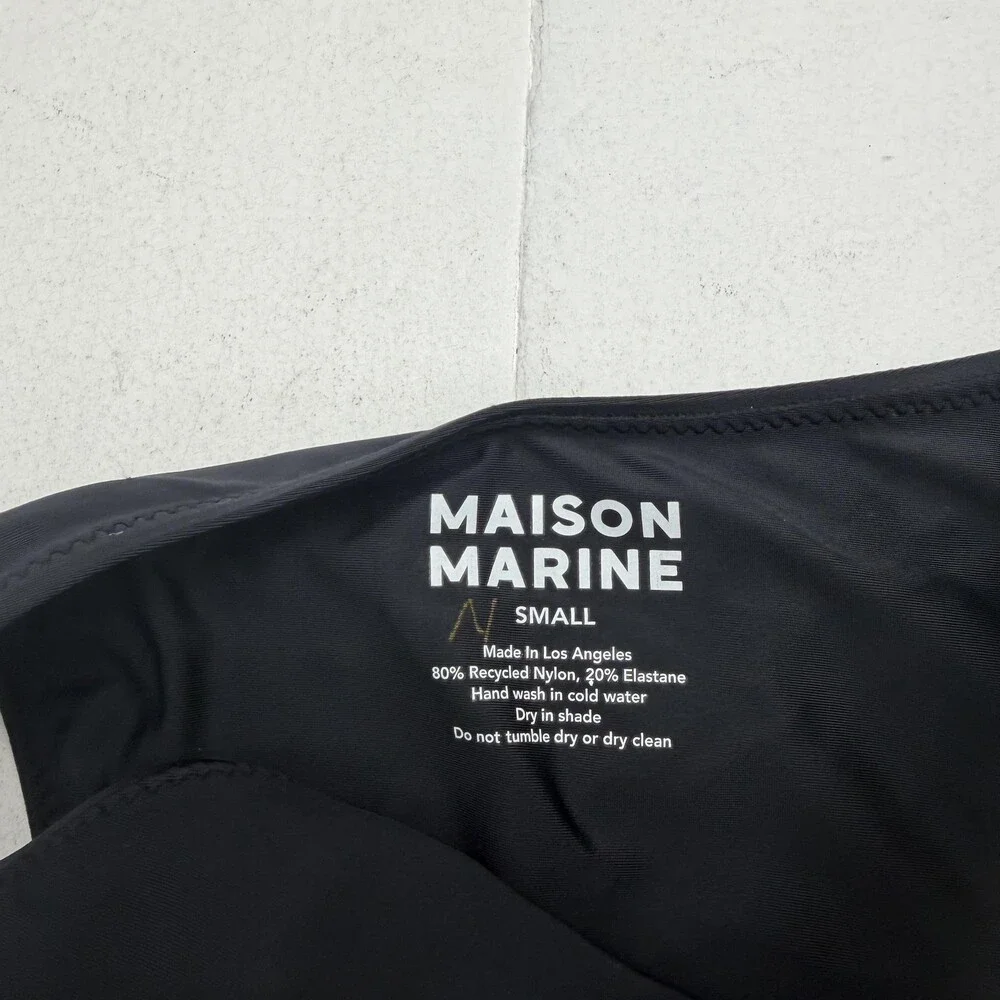 Maison Marine Swim Bottom Womens S Black Bikini High Leg Lined Stretch Quick Dry